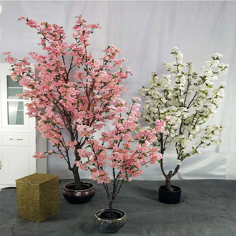 Free Samples Artificial Cherry Blossom Tree Factory Direct Sale Pink Blossom Tree Plant
