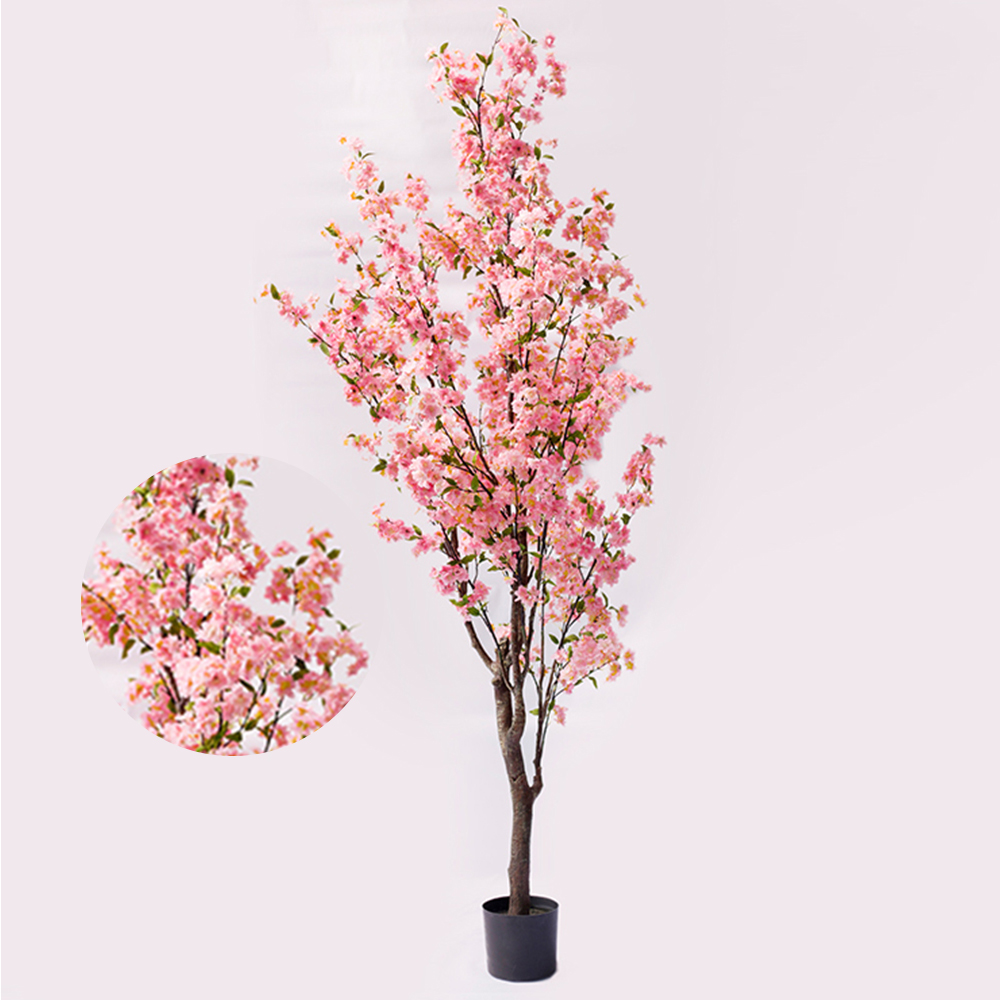 Wholesale High Quality Artificial Red Cherry Blossom Tree Decor Pink Blossom Tree
