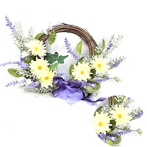 New Design Hand Wrapped Spring Floral Lavender Wreath artificial decorative half wreaths