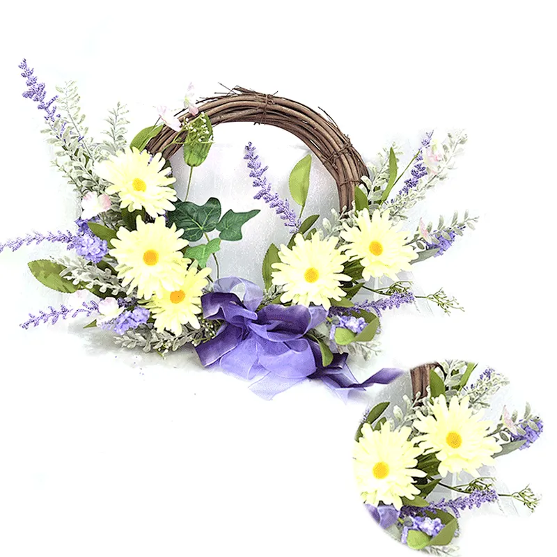 New Design Hand Wrapped Spring Floral Lavender Wreath artificial decorative half wreaths