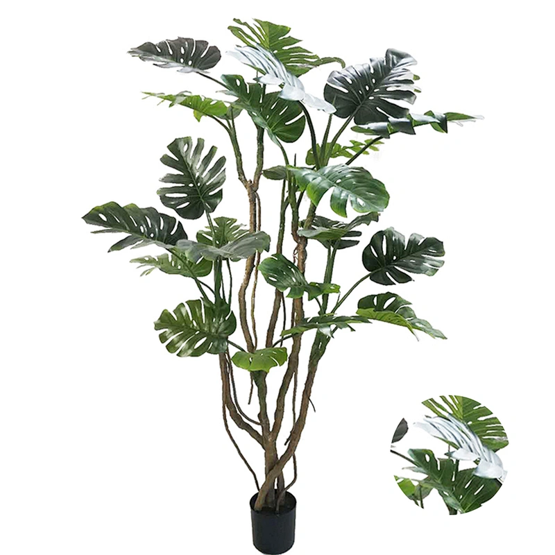 Popular Vivid Customized Artificial Foliace Adansonii Variegated Monstera Tree Monstera Deliciosa Plant