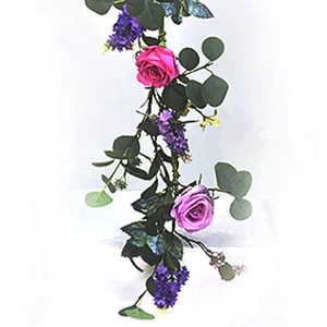 Arts And Crafts Hand wrapped Garland home decoration plant Garland Rose with Silver Dollar Garland
