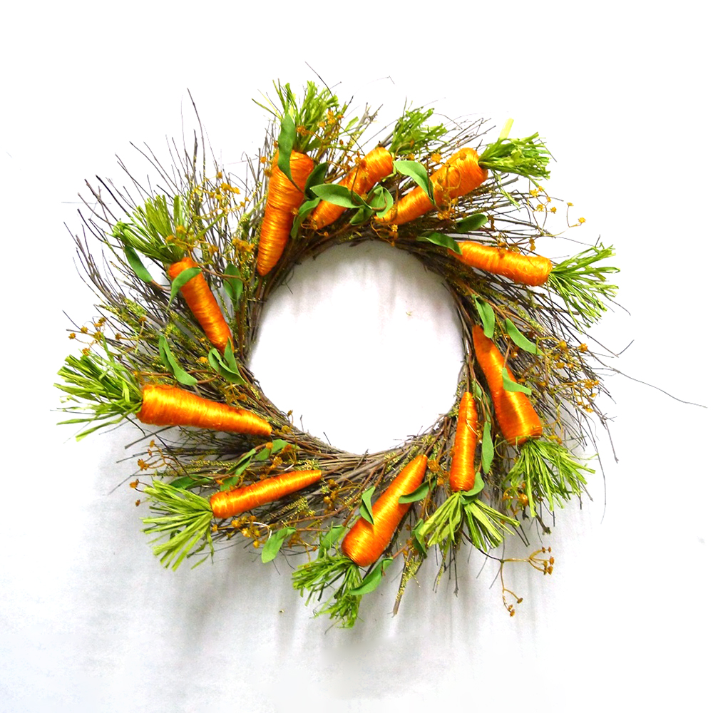 New Style Perfect Design Carrot Wreath Silkyway Spring Easter 24in Carrot Wreath With Twig Base