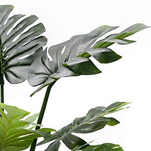 Wholesale Plastic Big Leaf Green Variegated Monstera  Decor Artificial Monstera Plants