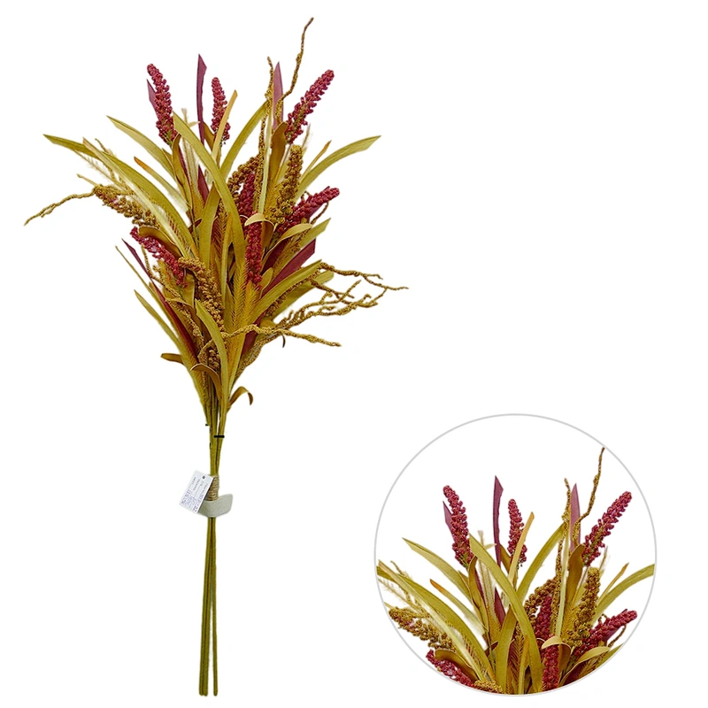 High Quality Affordable Wholesale Red And Yellow Spray 82cm Autumn Home Decor Artificial Autumn Wheat