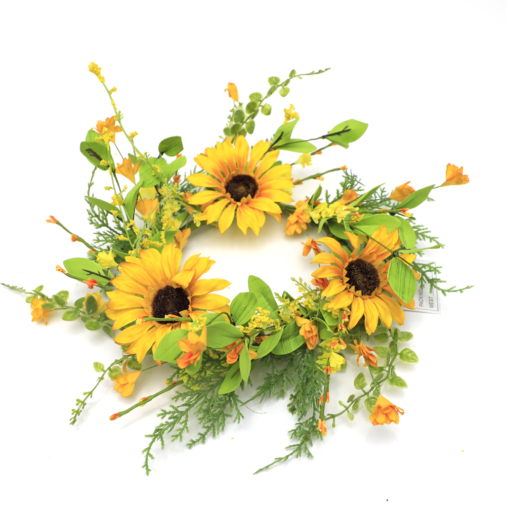 Modern Artificial Soft Yellow Dogwood Wreath Personalized Handmade 40cm Spring Wreaths Faux Flower