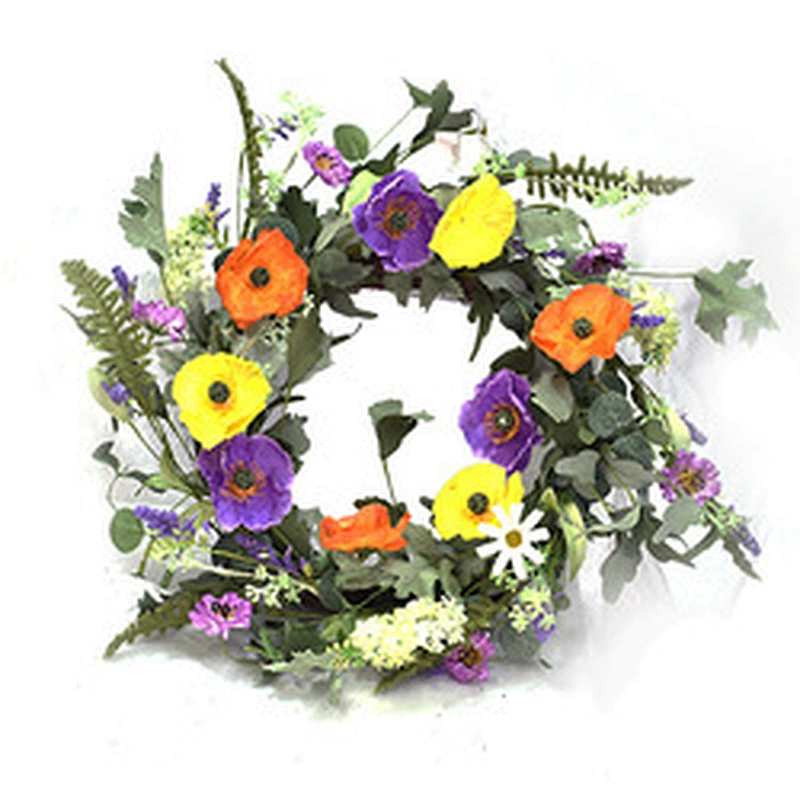 56CM Hand wrapped Poppy wreath personalized spring Flower natural artificial wreaths