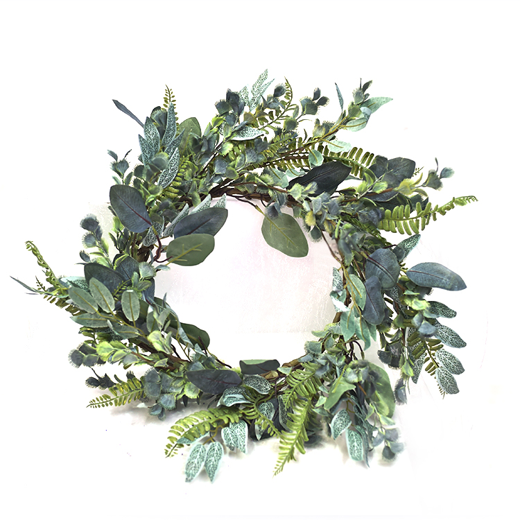 Popular fashion New Design Arts And Crafts flower wreath decorations Eucalyptus Wreath with fern