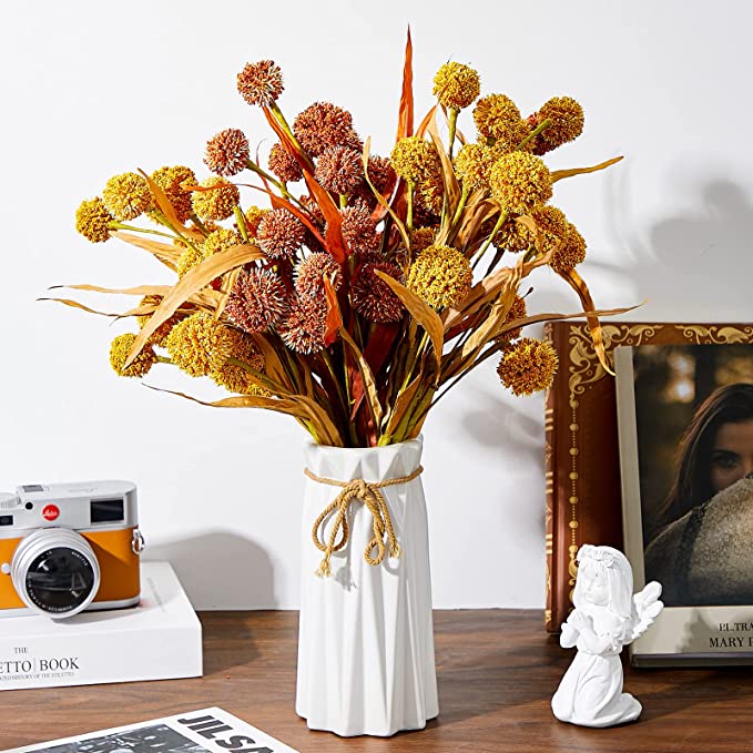 Festival Decor Artificial Thistle Flower Ball Faux Fall Flowers Artificial Flower Ball Bouquet for Autumn Winter Christmas