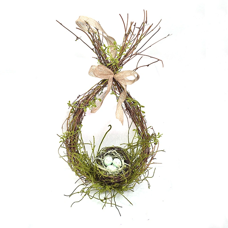 Home Decoration Egg Wreath Hand Wrapped Artificial plants Spring Floral Egg for Easter Wreath