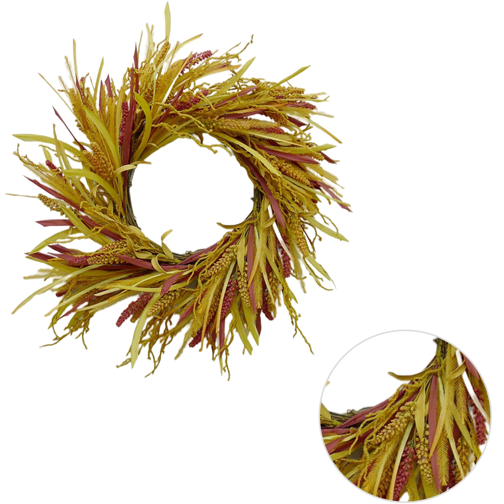 New Style Decoration Home Door Decorations 60cm Red And Yellow Artificial Flowers Artificial Wheat Spray