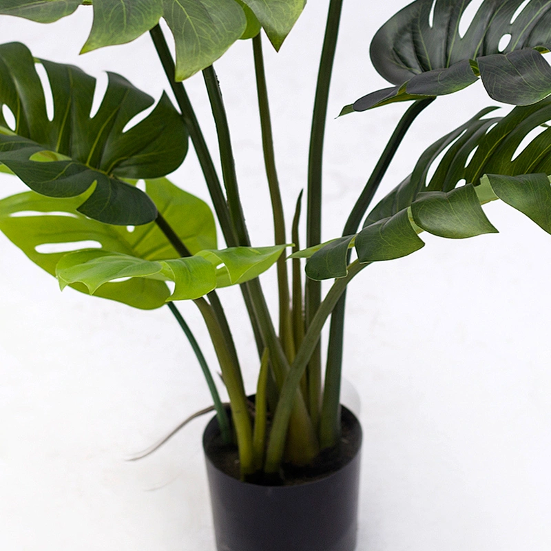 Wholesale Plastic Big Leaf Outdoor Home Decorative Artificial monstera Plant Plastic monstera Curvature Tree