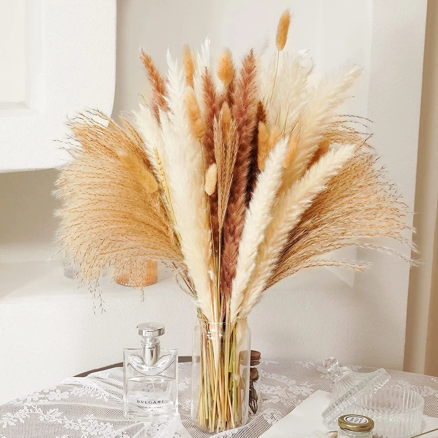 Dried Pampas Grass Decor Flowers Bouquet Pompass Grass Branches  Pompous Grass for Flower Arrangements Wedding Home Decor