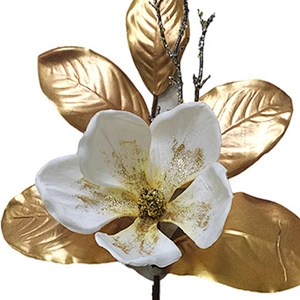 Christmas Large Glitter Spray Leaves New Pick Artificial Real Touch Magnolia Leaves