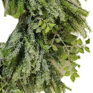 66/40.6cm Hand Wrapped Spring Floral Real Touch wreath Pine needles and leaves green wreath with snow