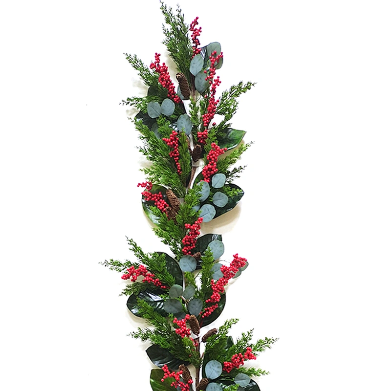 Christmas 182.9cm Handy Carfts green leaves wreath Real Touch wreath with red berry