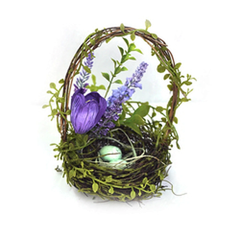 Real Touch Decorative Easter Bird Nest Tulip Basket Decorative Flower Bird Nest For Sale