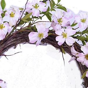 New Design Handmade Silk Dogwood Wreath Handy Carfts Artificial Plant Spring Wreath