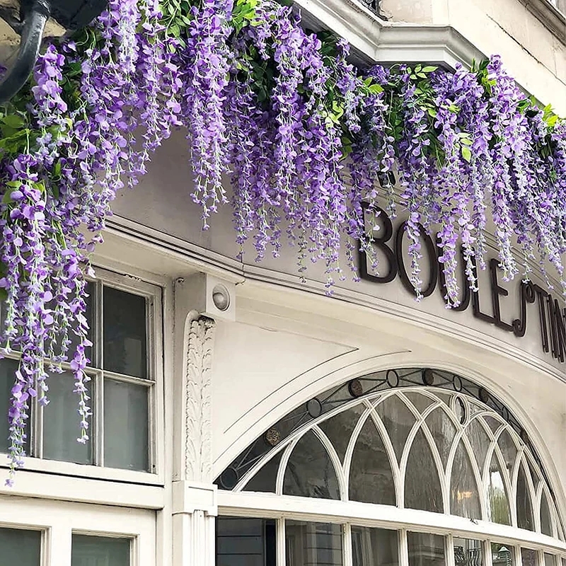 Wisteria Rattan Hanging Garland Silk 110cm Flowers String Garden Outdoor Decor Artificial Flowers For Wedding Party