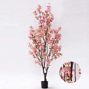 Wedding Home Red Cherry Blossom Tree Decorative Preserved Bonsai Cherry Blossom Tree