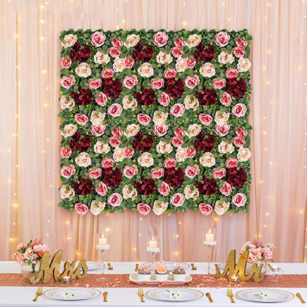 New style of decoration Panel Wall Artificial Silk Flowers Wedding Party Wall Decor Party Home Flowers