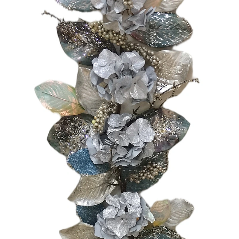 New Design blue hydrangea glitter garland Handy Carfts personalized 182.88cm garland