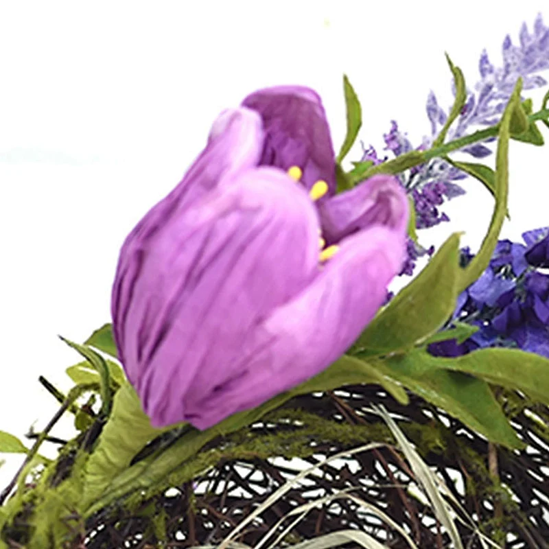 Factory Supply Easter Tulip Lavender Basket Spring Floral Egg With Tulip Bird Nest Basket