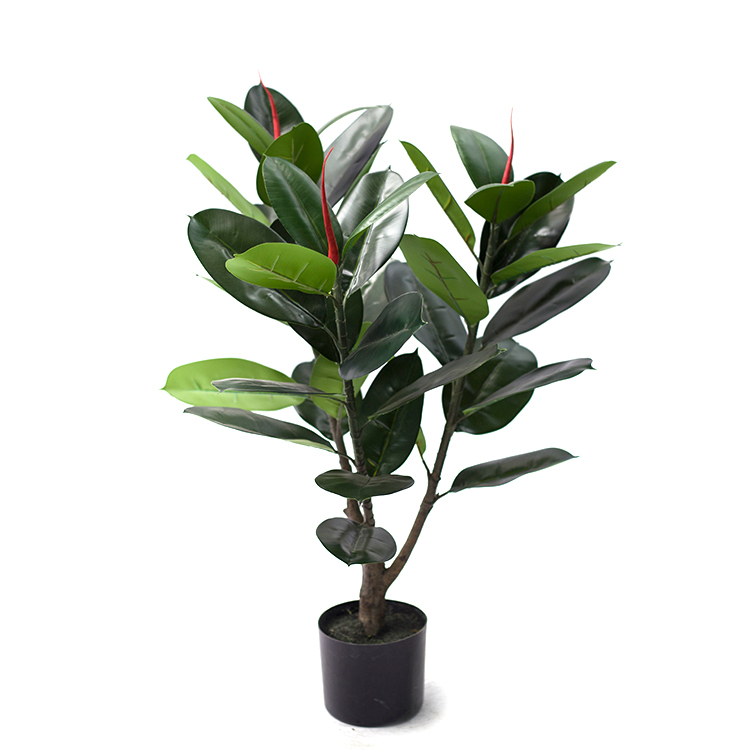 Wholesale parity garden decoration rubber tree plant greenery polyester plasticartificial new rubber tree