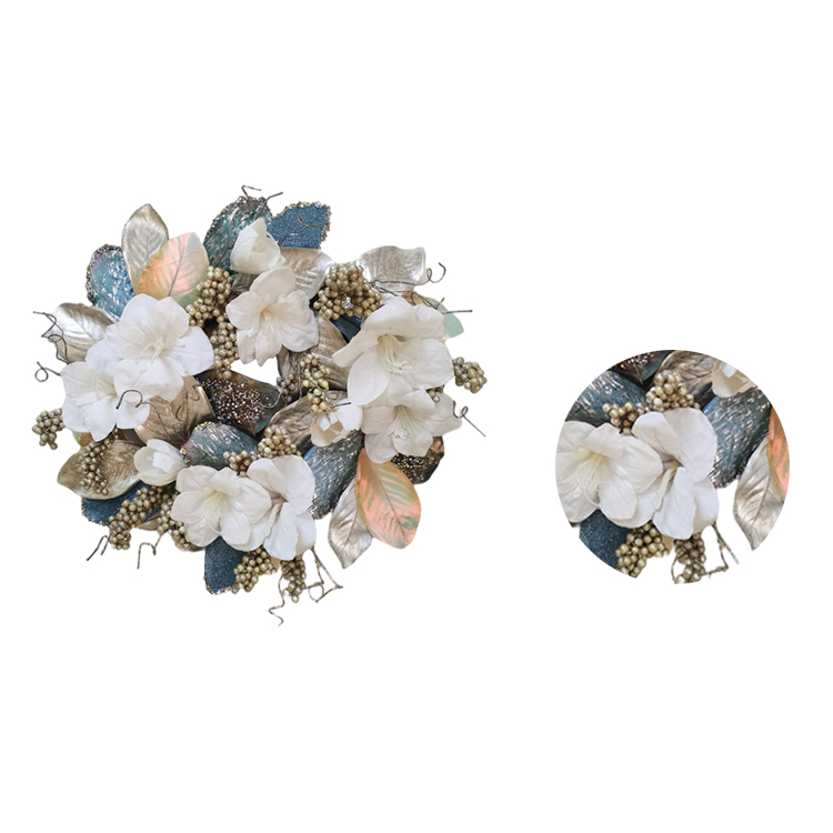 Glitter garland artifical 71.1/40.6cm leaves with silvery berry plant wreath