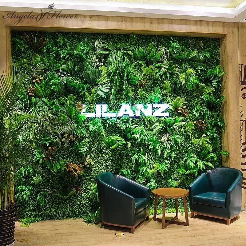3D Green Artificial Plants Wall Panel Plastic Outdoor Carpet Decor Wedding Backdrop Party Garden Grass Artificial Flower