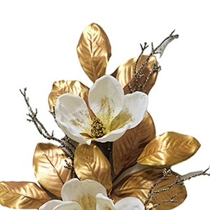 Christmas decorations glitter spray artificial flowers manufacturer professional artificial magnolia leaves