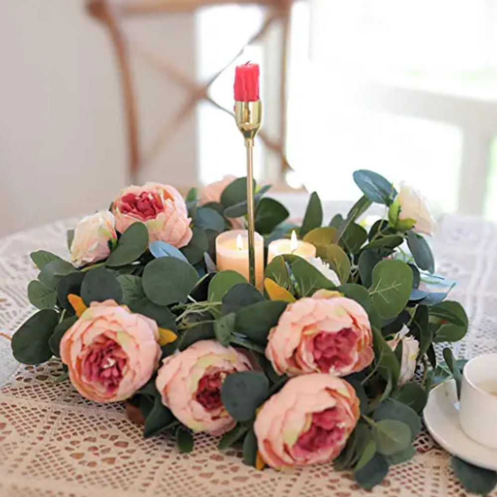 Garland Eucalyptus Artificial Flower Peony Rose Greenery Decorative Wall Hanging Plant Wedding Party Artificial Flowers