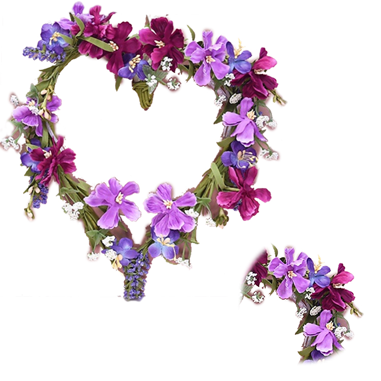 Real Touch Valentine craft wreath Mother's Day Heart shape wreath for home decoration