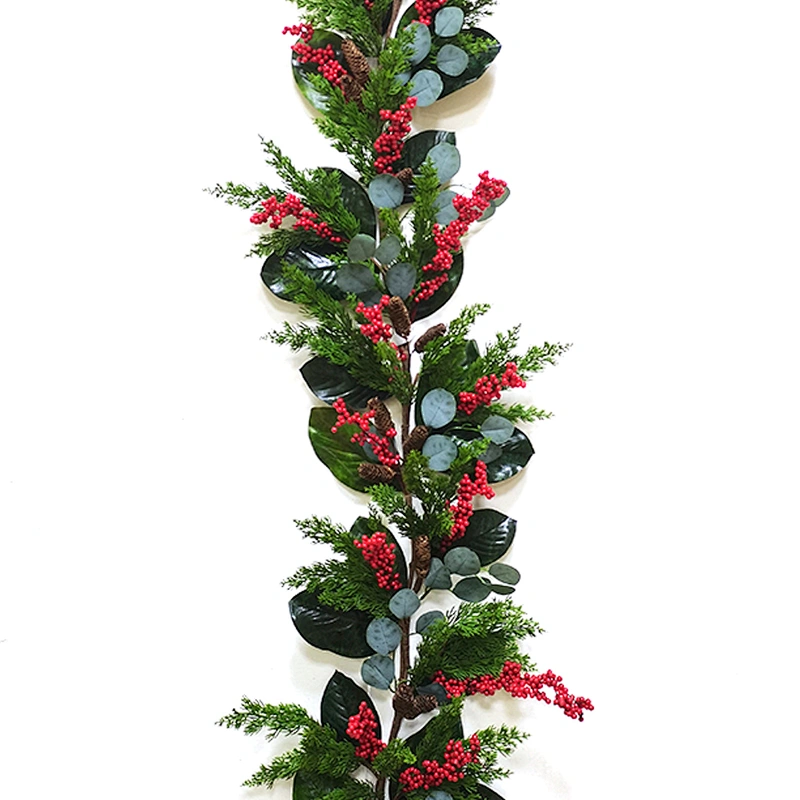Christmas 182.9cm Handy Carfts green leaves wreath Real Touch wreath with red berry