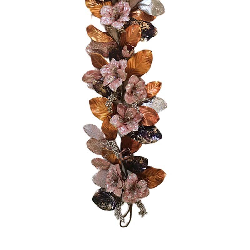 Christmas decorations glitter garland 182.88cm leaves with decoration simulation wreath