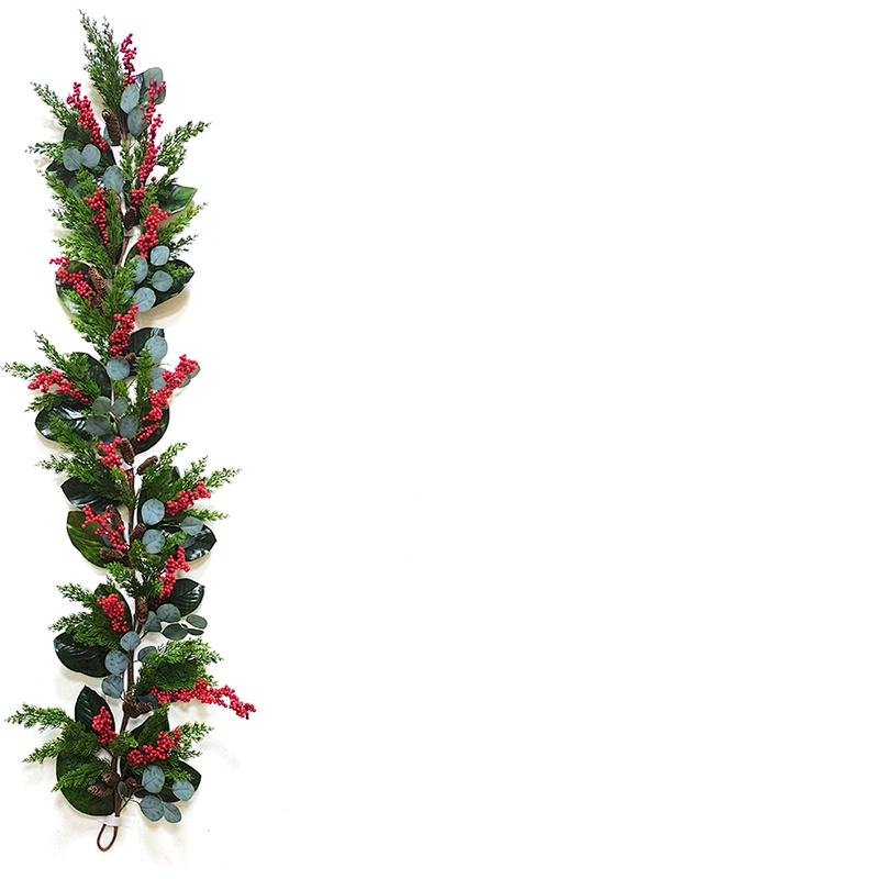 Christmas 182.9cm Handy Carfts green leaves wreath Real Touch wreath with red berry
