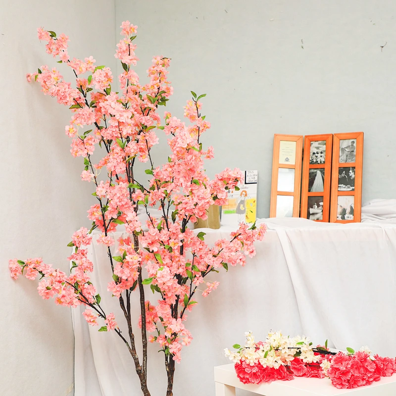 Popular Wholesale Artificial Silk Cherry Blossom Tree Customer Indoor Cherry Blossom Tree