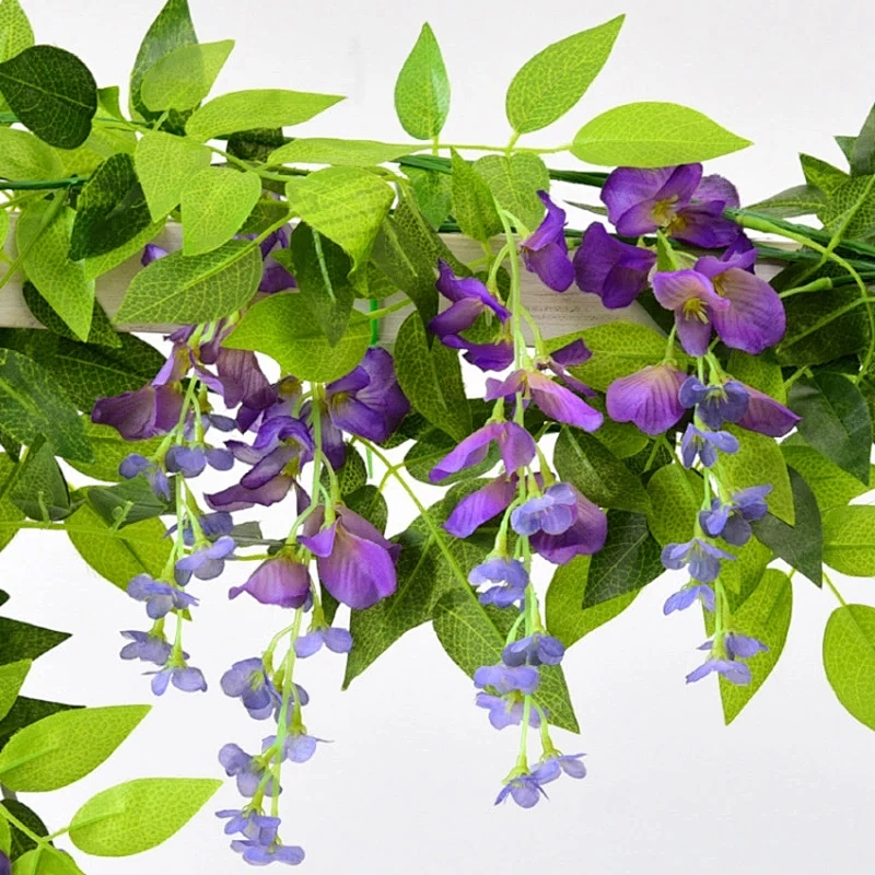 Lvy Wisteria Plant Vine Garland Garden Decorations Wedding Arch Baby Shower Floral Decor Artificial Flowers For Room