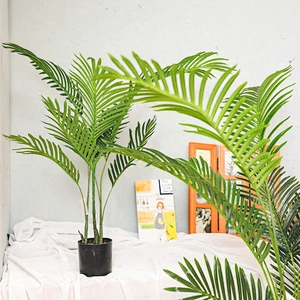 Wholesale Fashion Home Decor Evergreen Artificial Areca Palm Leaf Indoor Decoration Fan Areca Palm Tree Seed