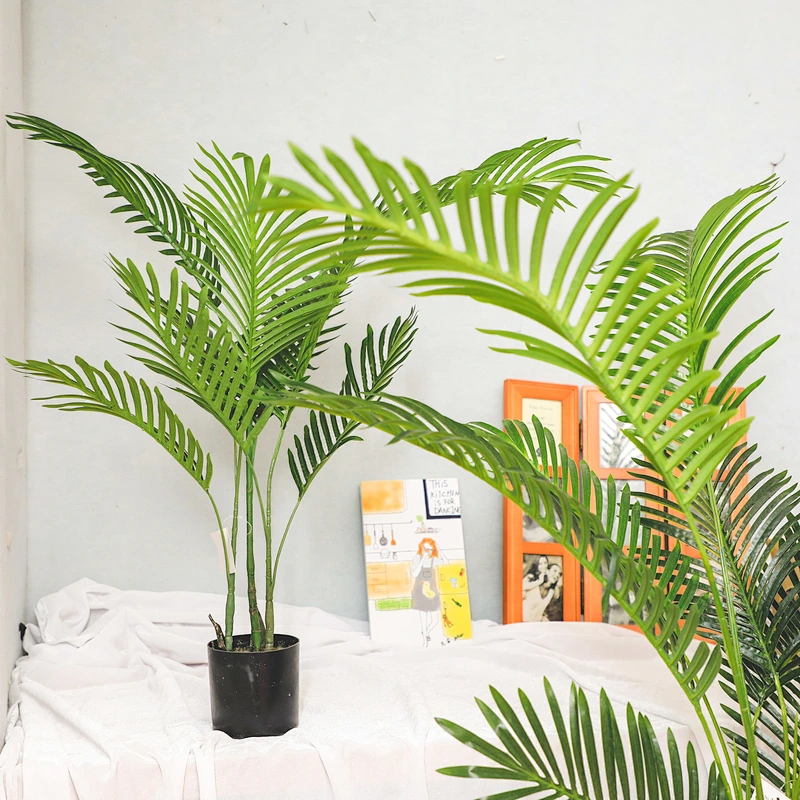 Wholesale Fashion Home Decor Evergreen Artificial Areca Palm Leaf Indoor Decoration Fan Areca Palm Tree Seed