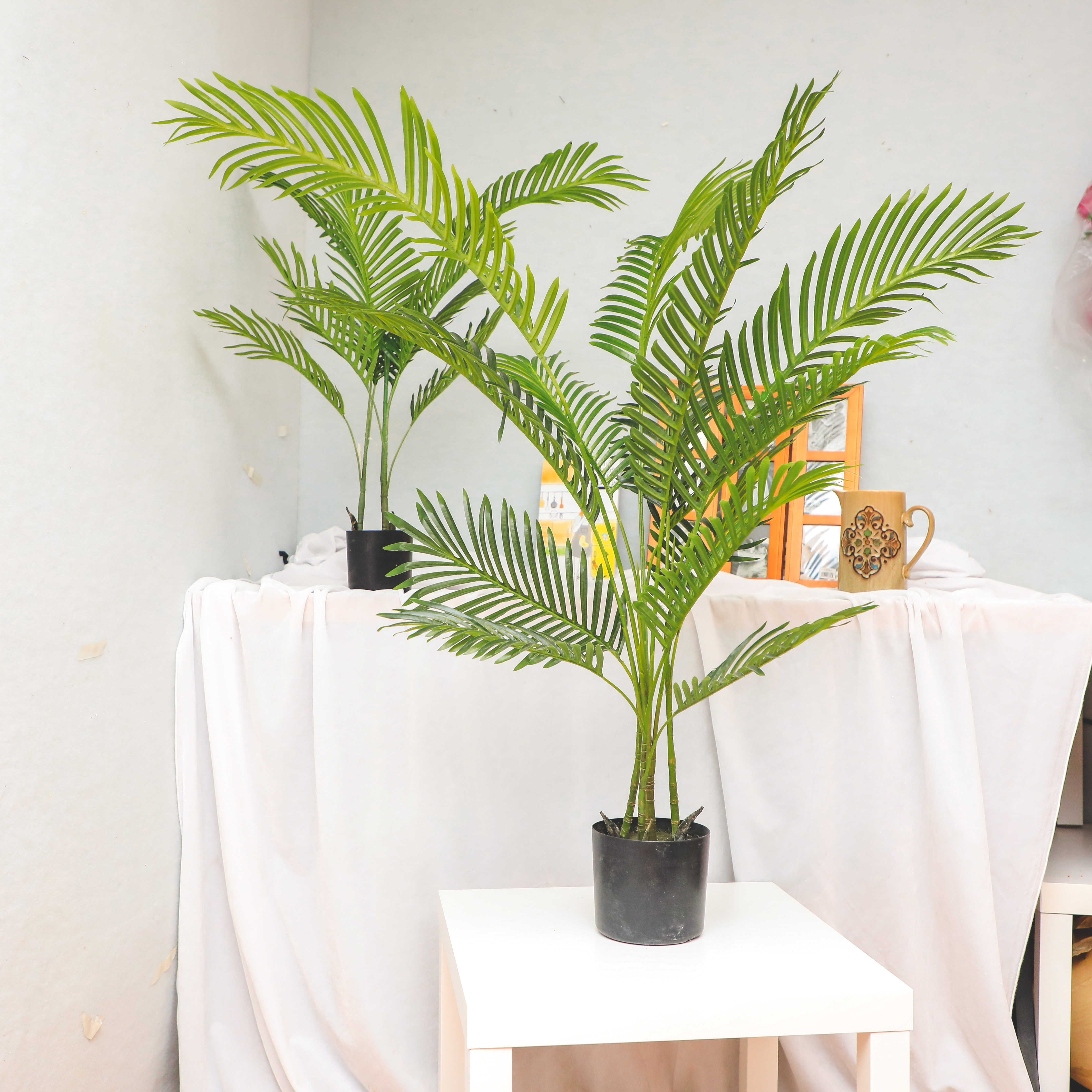 Wholesale Fashion Home Decor Evergreen Artificial Areca Palm Leaf Indoor Decoration Fan Areca Palm Tree Seed