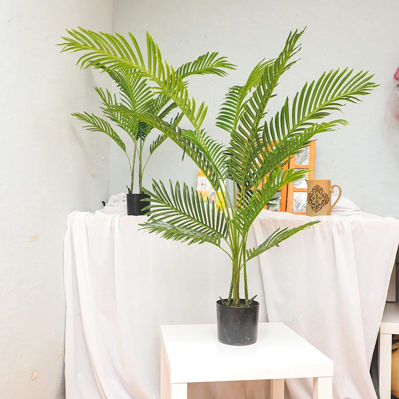 Wholesale Fashion Home Decor Evergreen Artificial Areca Palm Leaf Indoor Decoration Fan Areca Palm Tree Seed