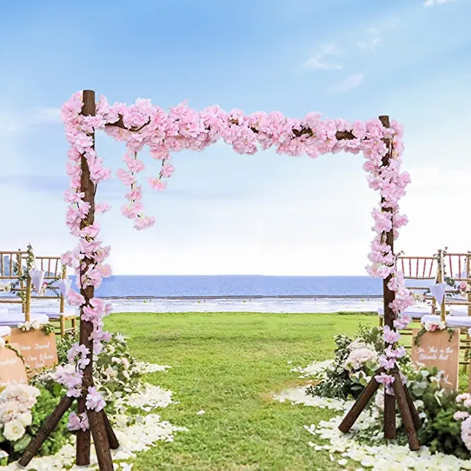 Cherry Garland Artificial Blossom Vines Flower Garland Spring Garland Pink Hanging Artificial Vines Wedding Garden Party Decor