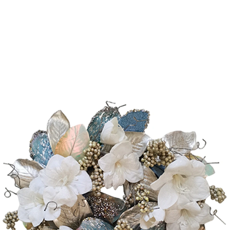Glitter garland artifical 71.1/40.6cm leaves with silvery berry plant wreath