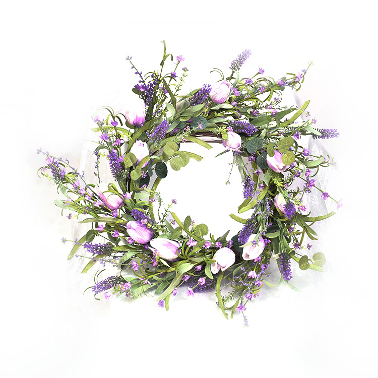 Ornamental Hand wrapped flower Tulip assortment Wreath Arts And Crafts 56CM Wreath