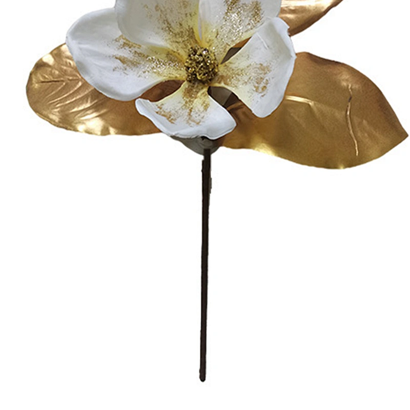 Christmas Large Glitter Spray Leaves New Pick Artificial Real Touch Magnolia Leaves