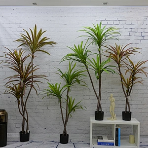 Tropical plant decoration artificial dracaena tree rich indoor simulation veriegated dracaena marginata plant