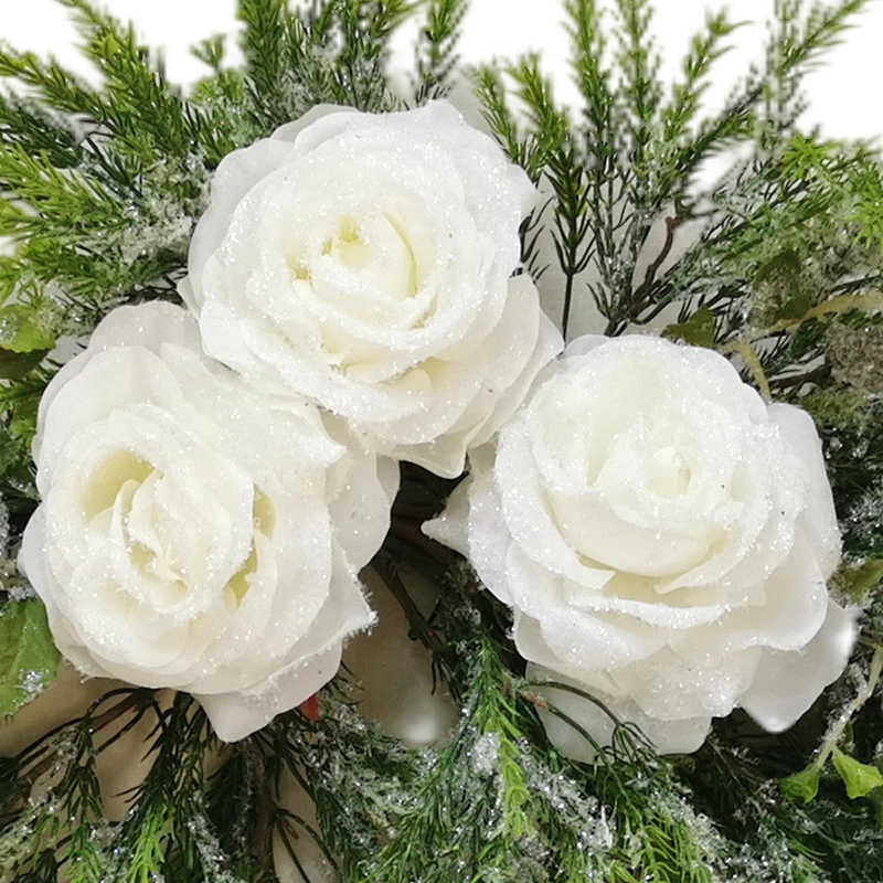 New Design personalized Real Touch swags 81.28cm Christmas decorations rose swags with snow