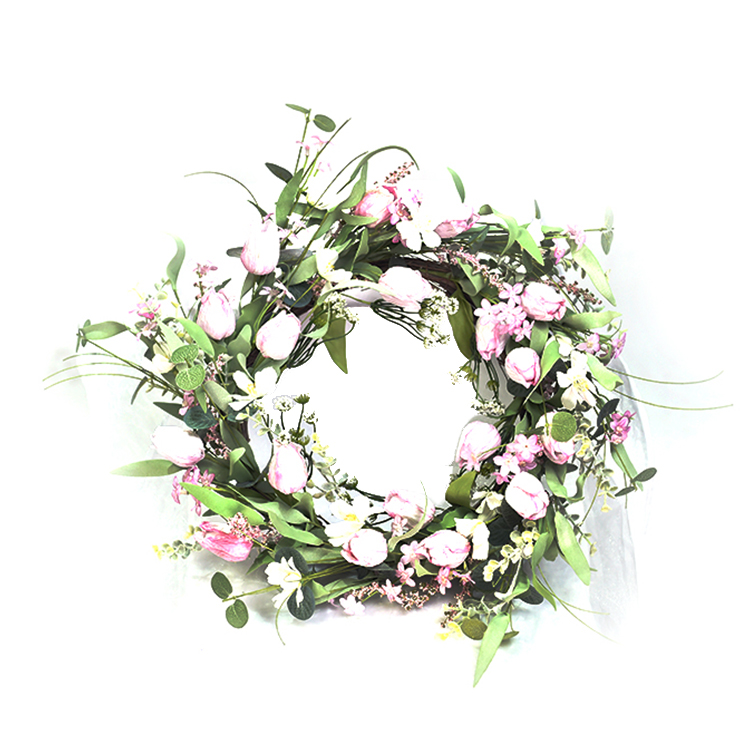 56cm Tulip Assortment Wreath Hand Wrapped Flower Asst Decoration Simulation Wreaths