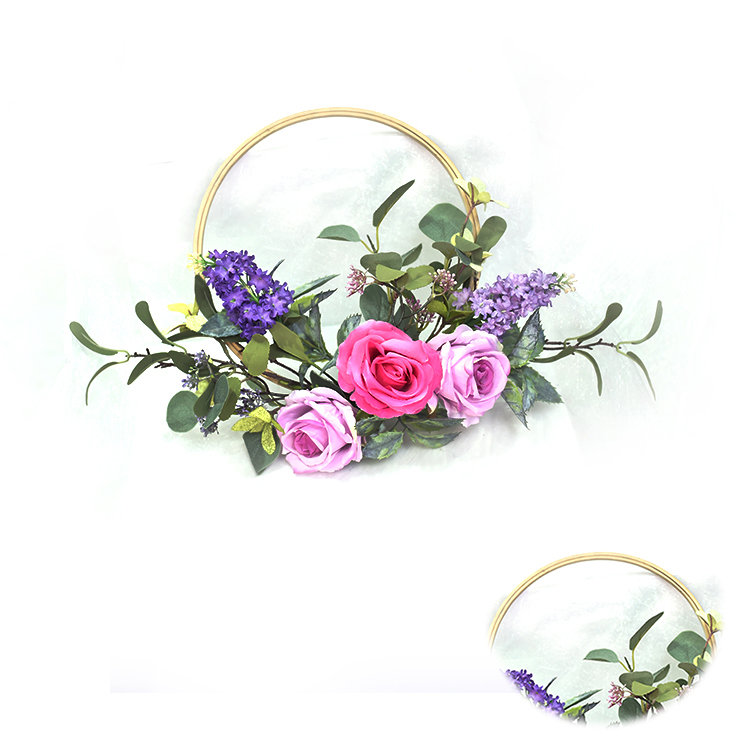 Leaves by hand spring artificial spring wreathplant handmade decorative Rose with Silver Dollar half wreath